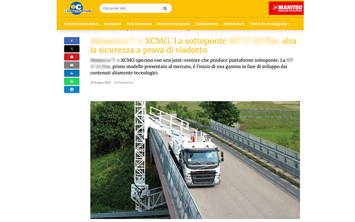 欧洲媒体e-CONSTRUCTION点赞pp电子桥梁检测车